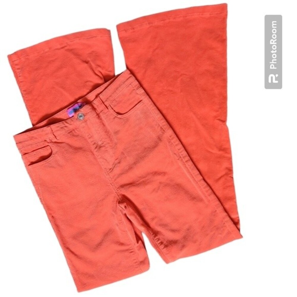 EDIKTED VIBRANT ORANGE CORDUROY FLARE PANTS - M